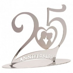 TOPO BOLO 25º ANIVERSÁRIO METAL PRATA 20X16 CM