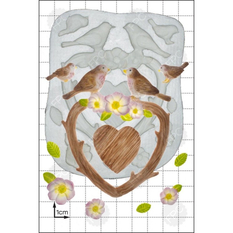 Molde Silicone Pássaros e Galhos