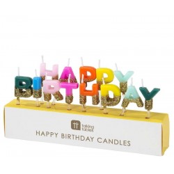 Velas Arco Íris Happy Birthday Glitter