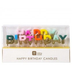 Velas Arco Íris Happy Birthday Glitter