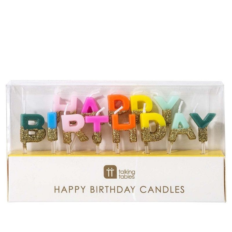 Velas Arco Íris Happy Birthday Glitter