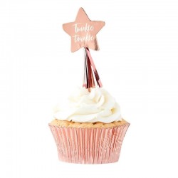 12 Topper Cup Cakes Rose Gold TWINKLE TWINKLE