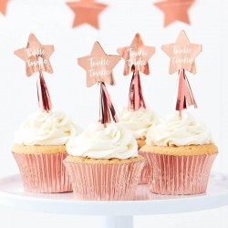 12 Topper Cup Cakes Rose Gold TWINKLE TWINKLE