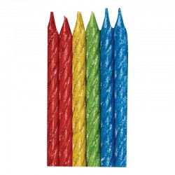 12 Velas Multicores Glitter