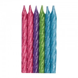 12 Velas Multicores Glitter