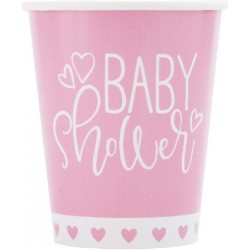 8 Copos Rosa Baby Shower