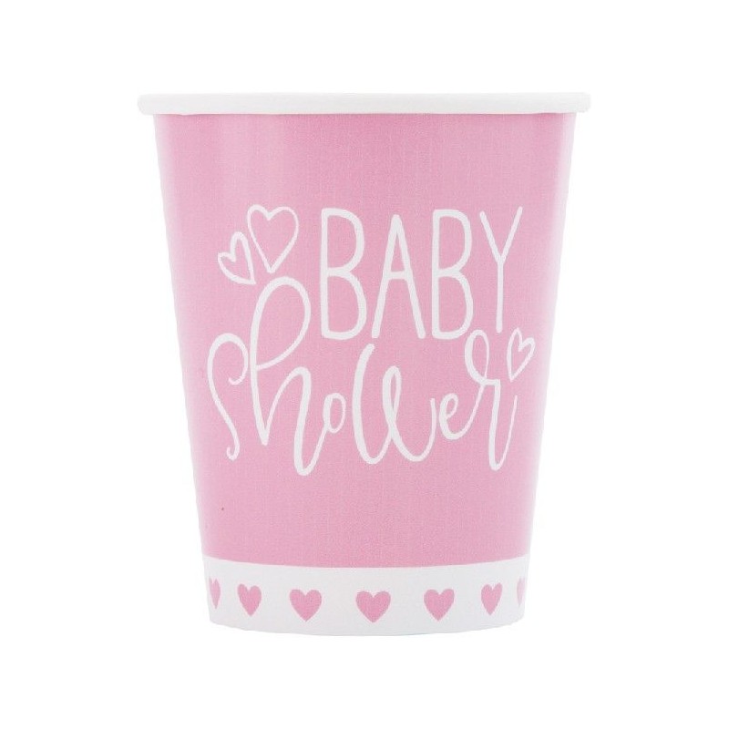 8 Copos Rosa Baby Shower