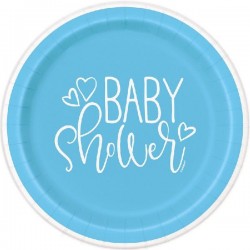 8 Pratos Baby Shower Azul