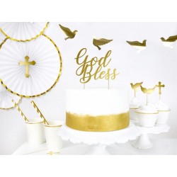 Cake topper God Bless, Dourado, 27.5cm