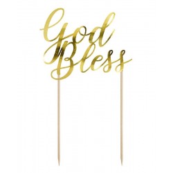 Cake topper God Bless, Dourado, 27.5cm