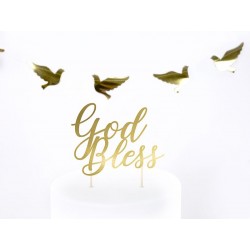 Cake topper God Bless, Dourado, 27.5cm