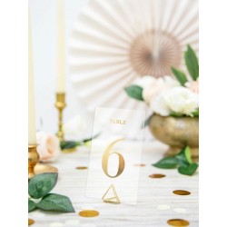 Marcador Mesa Transparente com Nº Foil Dourado