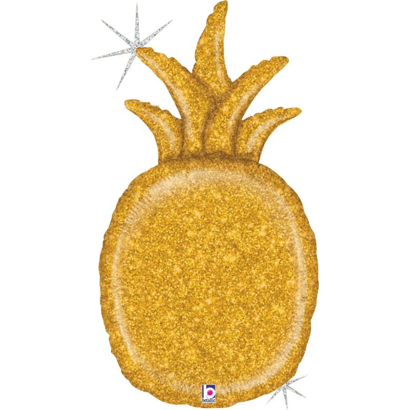 Balão Foil Ananás Glitter Dourado