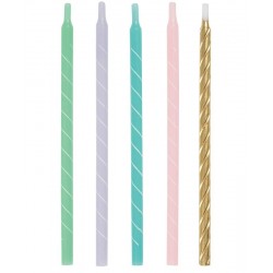 12 Velas Cores Pastel 12 Cms