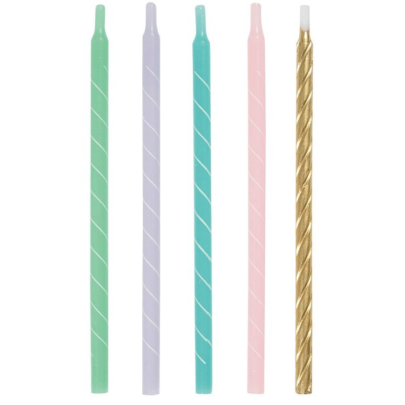 12 Velas Cores Pastel 12 Cms