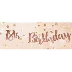 Banner Rose Gold 18th Birthday Script