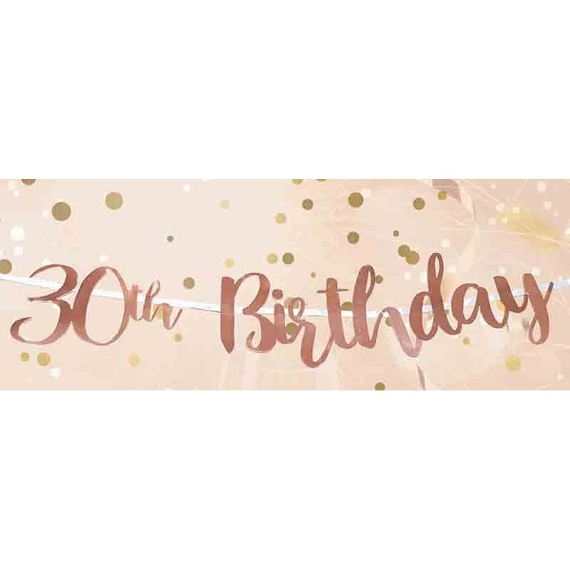 Banner Rose Gold 30th Birthday Script