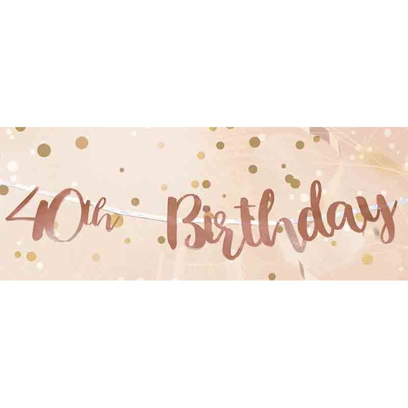 Banner Rose Gold 40th Birthday Script