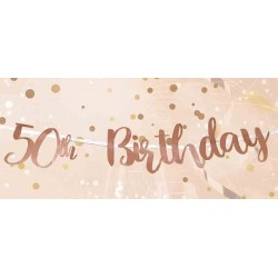 Banner Rose Gold 50th Birthday Script