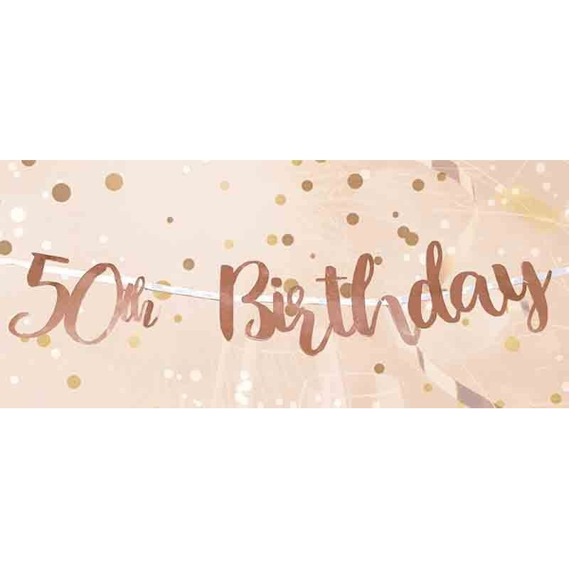 Banner Rose Gold 50th Birthday Script