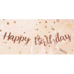 Banner Rose Gold Happy Birthday Script