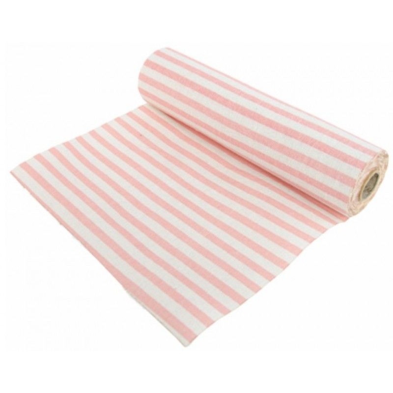 Table Runner Listas Cru e Rosa