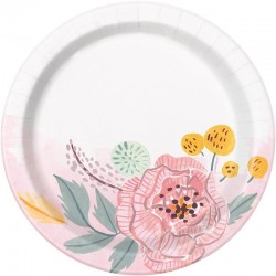 8 Pratos Motivo Floral 18 cms