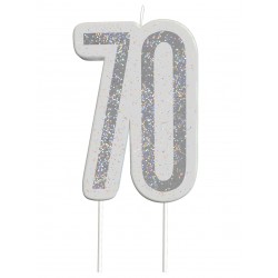 Vela 70 Prateada Glitter