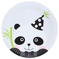 6 Pratos Panda 23 cms