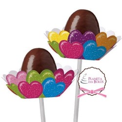 Pack 8 Invólcros tema Corações para cake pops