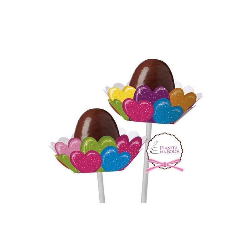 Pack 8 Invólcros tema Corações para cake pops