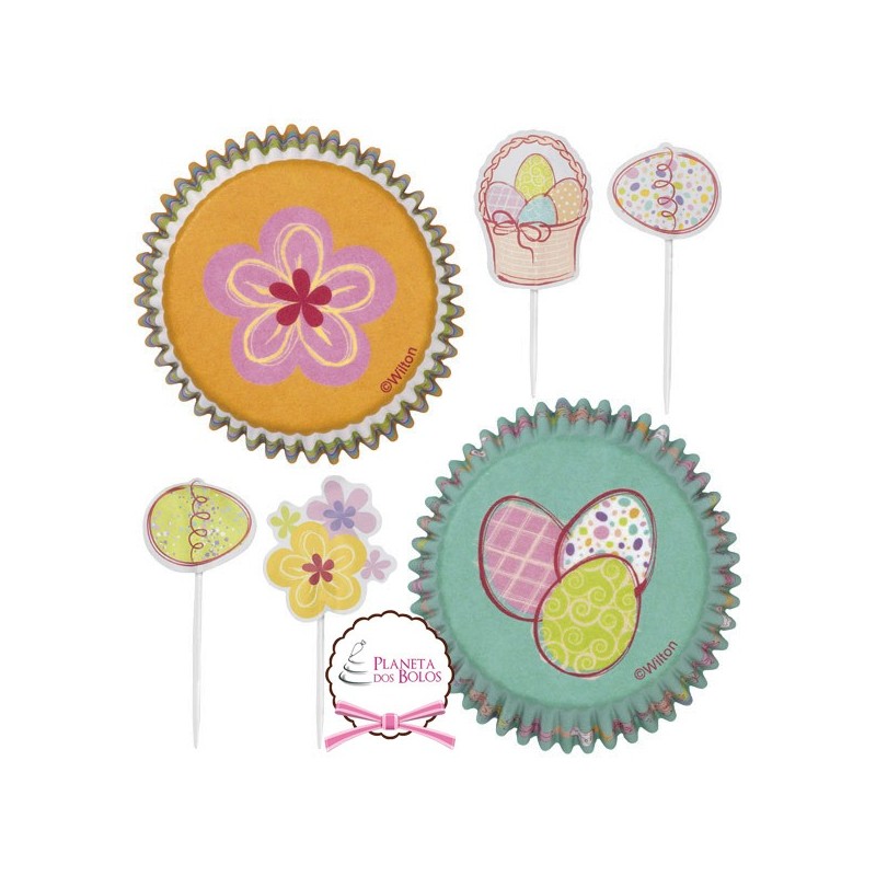 Pack 48 Tacinhas Cupcakes Combo Pack Jardim de Páscoa