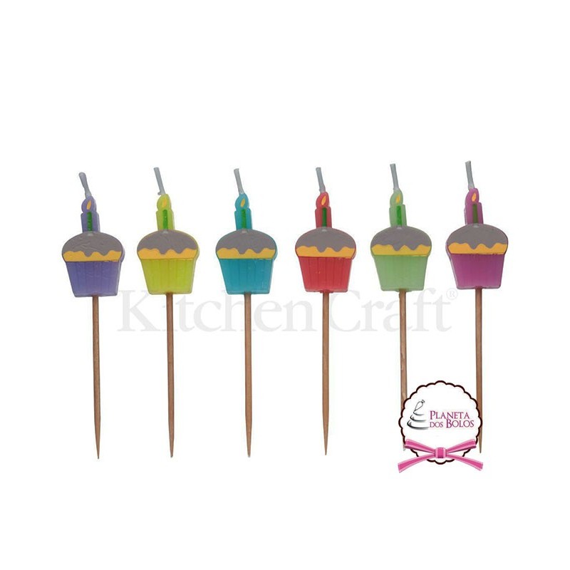 Pack 6 Velas tema Cup Cakes