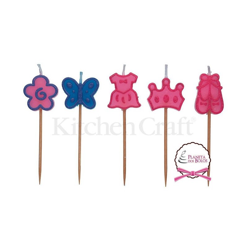 Pack 5 Velas tema Fadas e Princesas