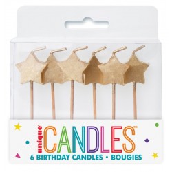 Pack 6 Velas Estrela Dourada