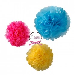 Conjunto 3 Pom-pons Multicores