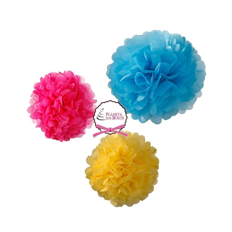 Conjunto 3 Pom-pons Multicores