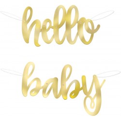 Banner Hello Baby Dourado...