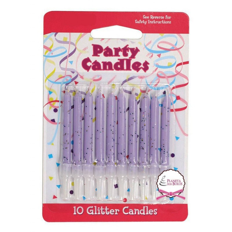 Velas Lilás com glitter