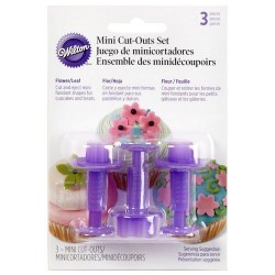 1907-1345, Set 3 Mini Cortadores Flor e Folha Wilton