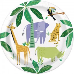 8 Pratos Animais Safari 23 cms