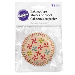 Pack 75 Tacinhas/ Invólucros Cru com Moinhos de Vento Wilton