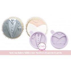 Pack 2 Moldes de Topo de Cup Cake Noivos