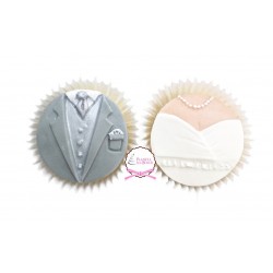 Pack 2 Moldes de Topo de Cup Cake Noivos