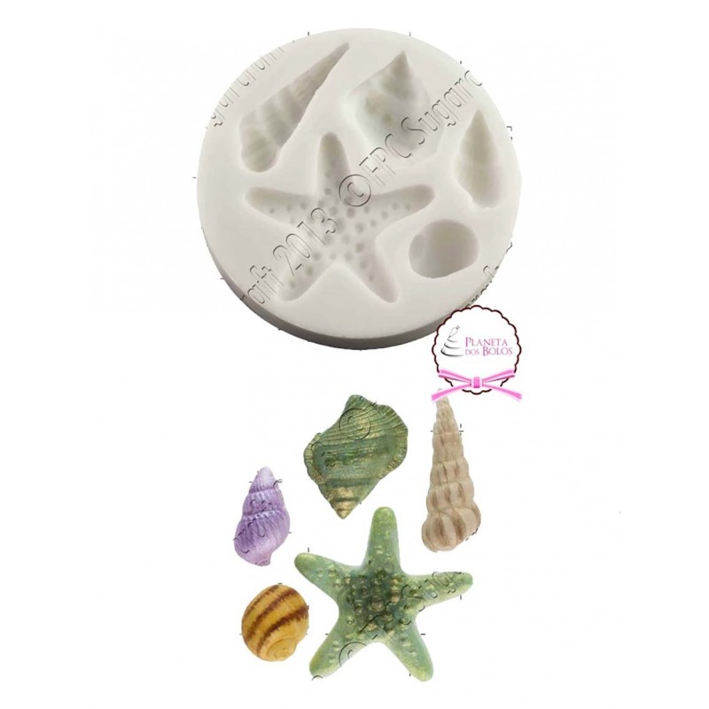 Molde Silicone Estrela e Conchas do Mar