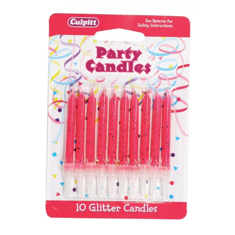 Pack 10 velas vermelhas com glitter