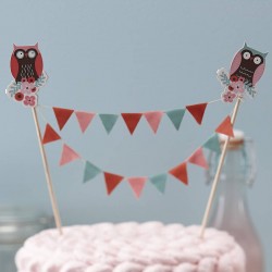 Topper Bolo Bandeirolas - Patchwork Owl