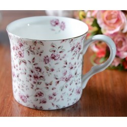 Caneca de Design vintage floral com rebordo dourado