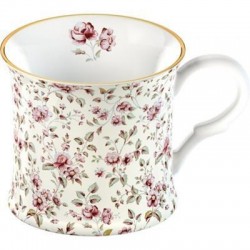 Caneca de Design vintage floral com rebordo dourado