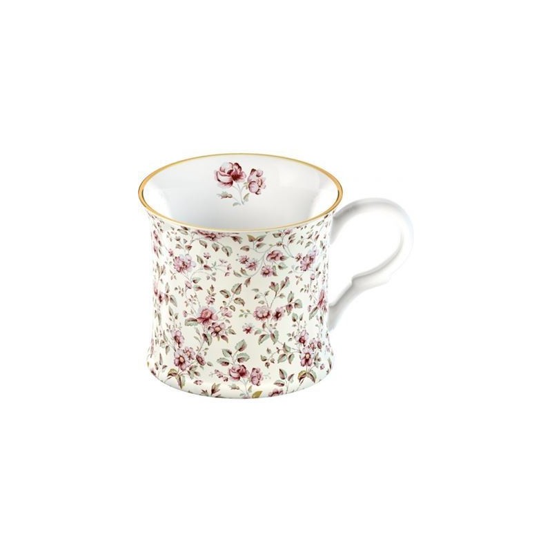 Caneca de Design vintage floral com rebordo dourado